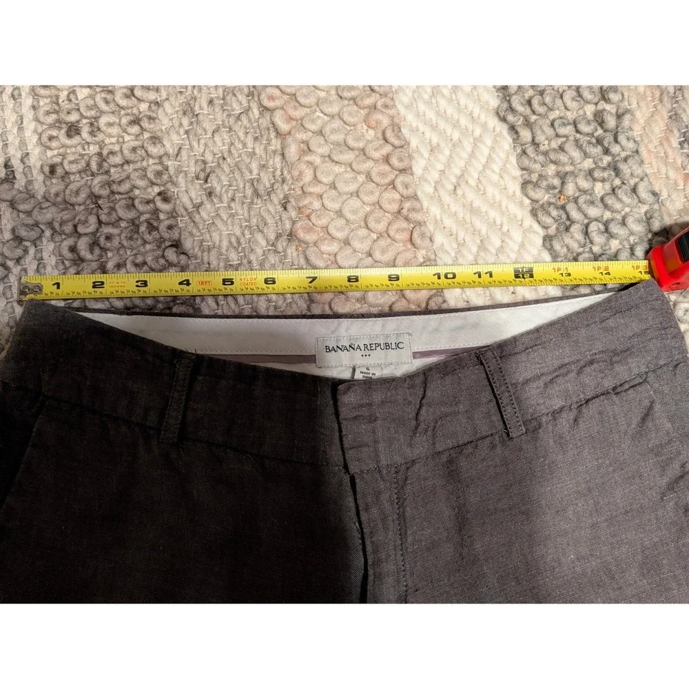 Banana Republic Womens Linen Cotton Wide Leg Trousers Grey Size 6 Dress Pants